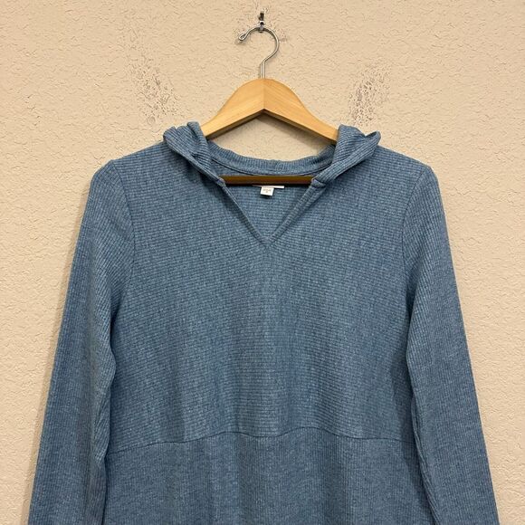 J. JILL Hooded Ribbed Knit Tunic Sweater Long Sleeve in Blue - Picture 2 of 9